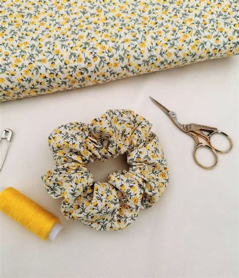 Yellow Floral Scrunchies Handmade Flower Hair Ties