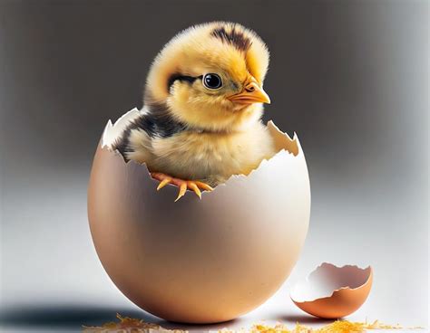 Premium Photo A Cute Baby Chicken Emerging From An Egg