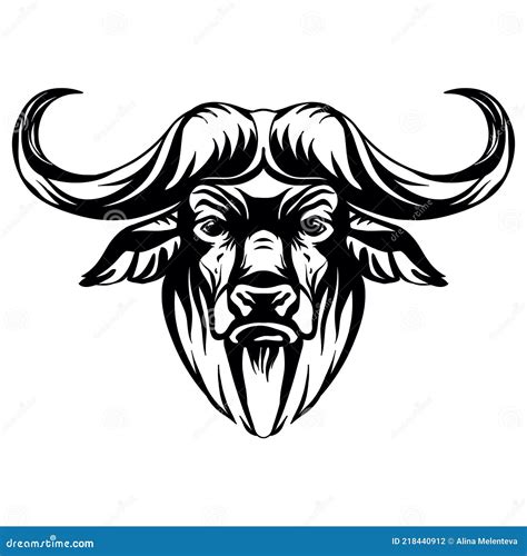 Vector Head Of Mascot African Buffalo Head Isolated On White Stock