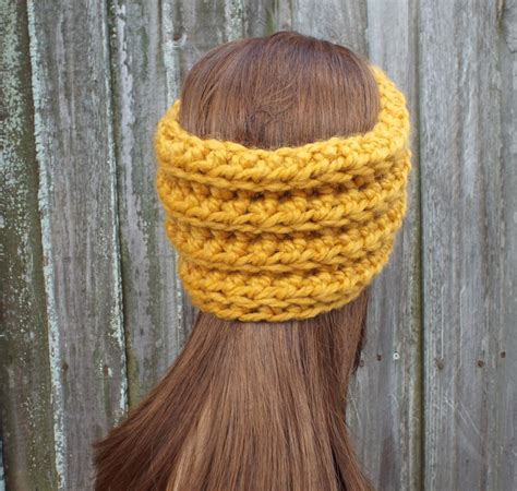 Chunky Crochet Headband Wide Winter Headband Womens Etsy