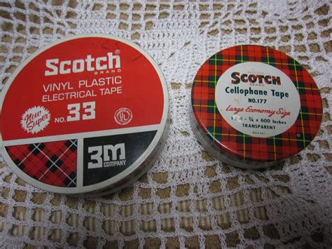 Vintage Scotch Tape Tin Cans Cellophane Tape No177 Vinyl Plast