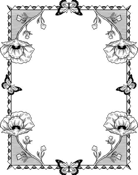 Vintage poppy frame border illustration 34338220 Vector Art at Vecteezy