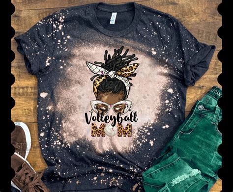 Afro Messy Locs Bun Volleyball Mom Png Sublimation Design Etsy