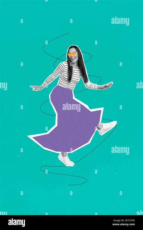 Creative 3d Photo Artwork Graphics Collage Of Active Funny Funky Woman