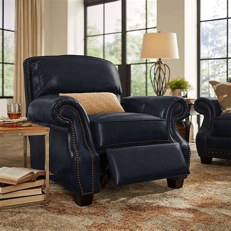 Cindy Crawford Home Calvano Blue Leather 3 Pc Living Room