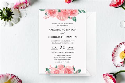 Elegant Pink Watercolor Floral Wedding Invitation Creative Finest