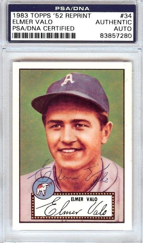 Amazon Elmer Valo Autographed 1983 Topps 1952 Reprint Card 34