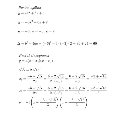 Przedstaw Trjmian Kwadratowy W Postaci Iloczynowej Question