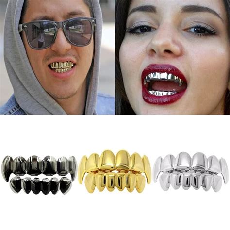 Hip Hop Golden Braces Golden Tooth Upper Lower Teeth Set Teeth Grillz