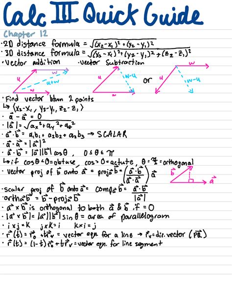 Calc Final Exam Study Guide Calc Quick Guide Chapter D Distance