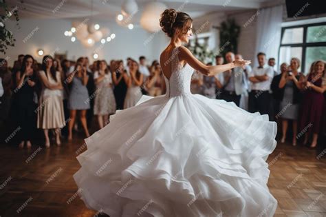 Premium Photo | A woman in a wedding dress dancing in front of a crowd