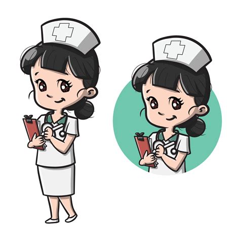 Cute Nurse Cartoon Illustration Vector Illustration 6095621 Vector Art ...