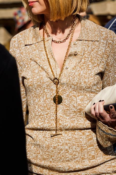 A Tie Necklace Street Style The Most Beautiful On Trend Jewelry Spotted During Fashion Week