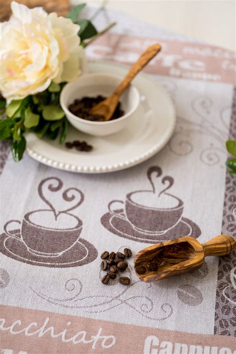 Coffee Love Espresso Jacquard Woven Kitchen Tea Towel Brown Crystal