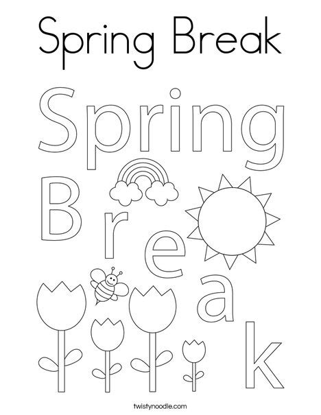 Spring Break Coloring Page