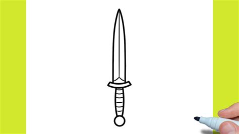 How To Draw A Dagger Easy Drawing Knife Step By Step Youtube