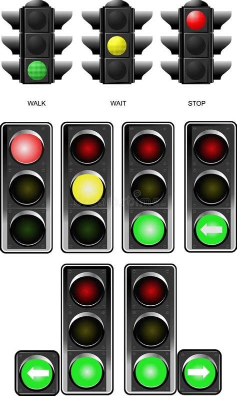 Set Of Traffic Lights Stock Vector Illustration Of Color