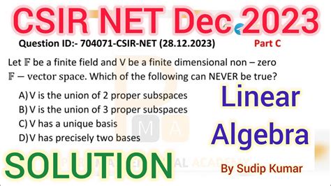 Csir Net December Linear Algebra Solution Csir Net Dec