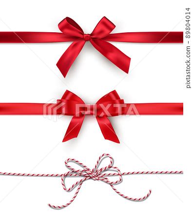 Set Of Decorative Red Bows With Horizontal Stock Illustration