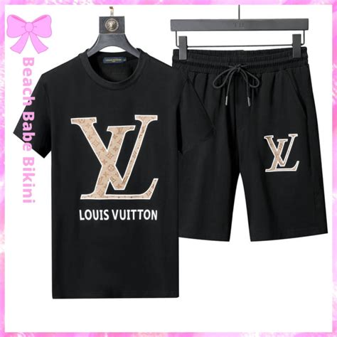 Monogram Logo Shorts Set In Black Beach Babe Bikini