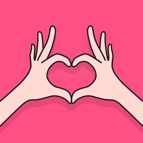 Woman Hands Making A Heart Shape Sign Cartoon Flat Romantic Gesture