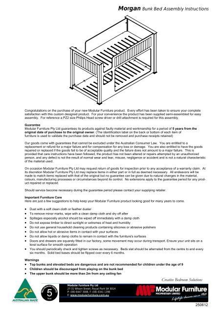 Morgan Bunk Bed Assembly Instructions Modular Furniture