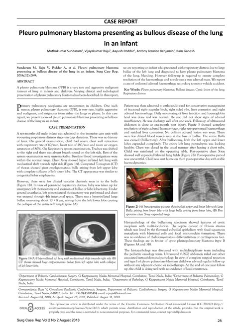 PDF CASE REPORT Pleuro Pulmonary Blastoma Presenting As Bullous