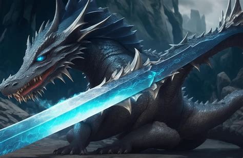 Premium AI Image | Fantasy dragon sword wallpaper