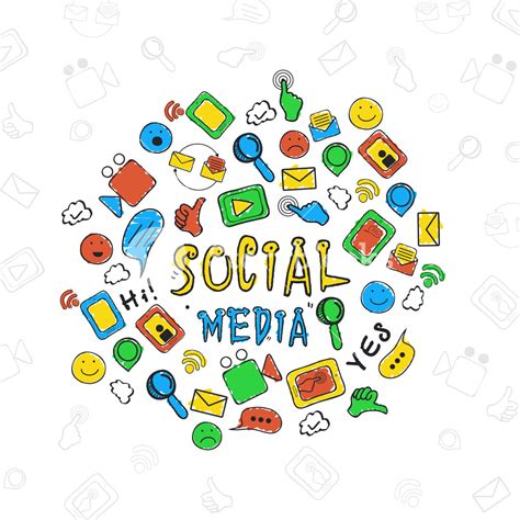 Set Of Colorful Hand Drawn Social Media Icons Royalty Free Stock Image