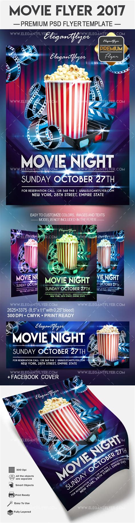 Blue Artistic Red And Blue Movie Flyer Premium Flyer Template PSD By