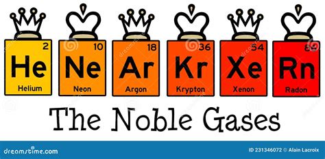 Noble gases stock illustration. Illustration of element - 231346072