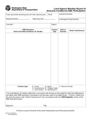 Fillable Online Wsdot Wa Dot Form Local Agency Monthly Report