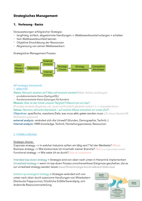 Strategisches Management Zusammenfassung Gesamt Strategisches