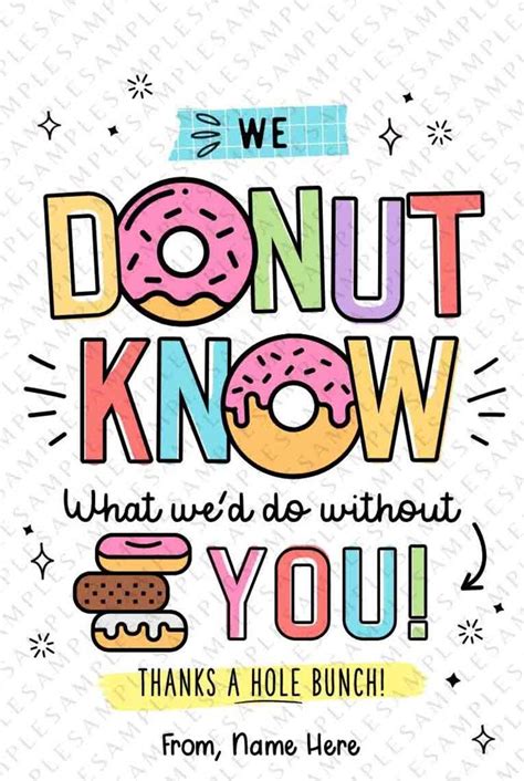 Donut Appreciation Tag Donut Know What We Would Do EDITABLE Volunteer