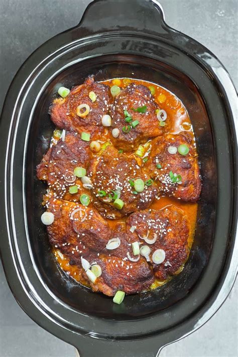 Slow Cooker Chicken Thighs Korean Style L Panning The Globe