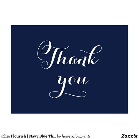 Chic Flourish Navy Blue Thank You Postcard Zazzle Thank You