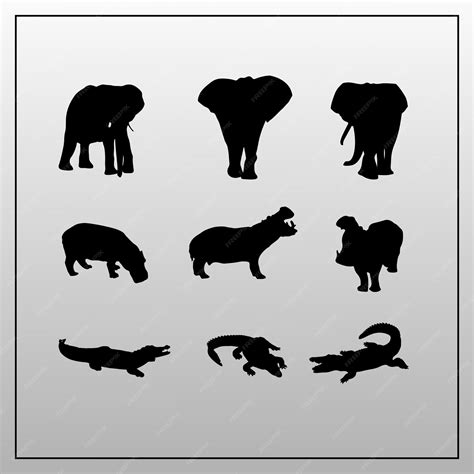 Siluetas De Animales Salvajes 3 Vector Premium