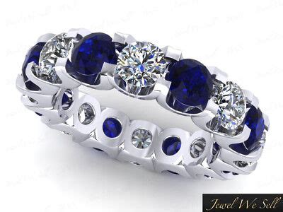 Ct Round Sapphire Diamond Shared U Prong Eternity Band Ring K