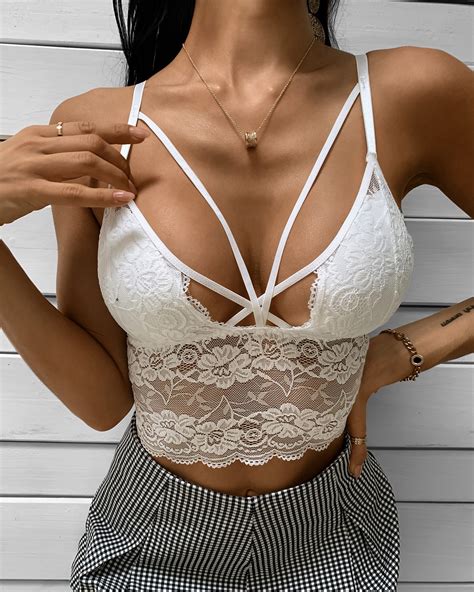 Lace Detail Bustier Crop Top Online Discover Hottest Trend Fashion At