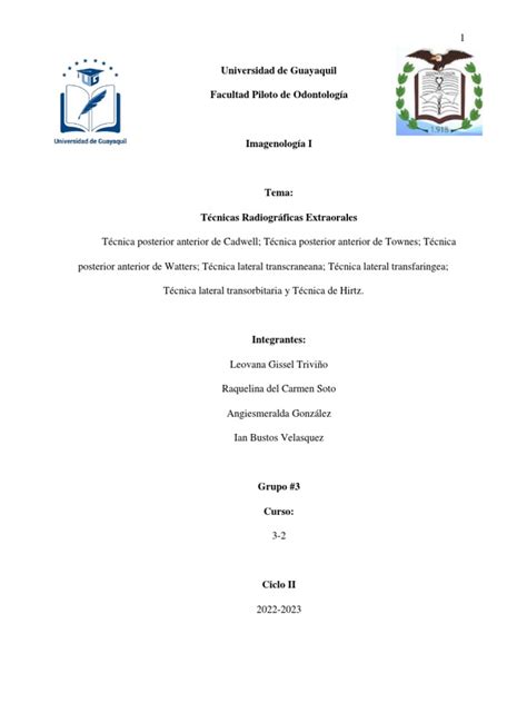 Tecnicas Radiograficas Extrabucales Grupo 3 Imagenologia I Word 2 Pdf Sistema