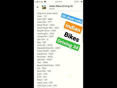 All Cheat Codes Of Indian Bikes Driving 3d YouTube