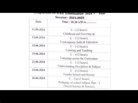 B Ed St Year Exam Date Patliputra Maulana Jp Tmbu Bed Exam