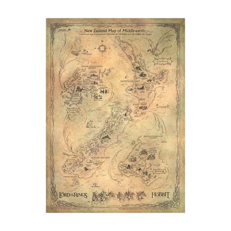 Lord of the Rings: New Zealand Map of Middle-Earth - by Weta | at ...