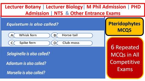 Pteridophytes Mcq Botany Mcqs For Competitive Exams Pteridophytes