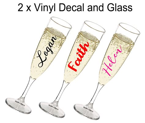 Personalised Name Champagne Glass 2 X Vinyl Decal Wedding Etsy