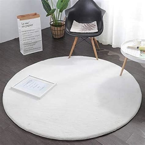 Tapis Rond En Fausse Fourrure De Lapin Antid Rapant Et Pais Tapis