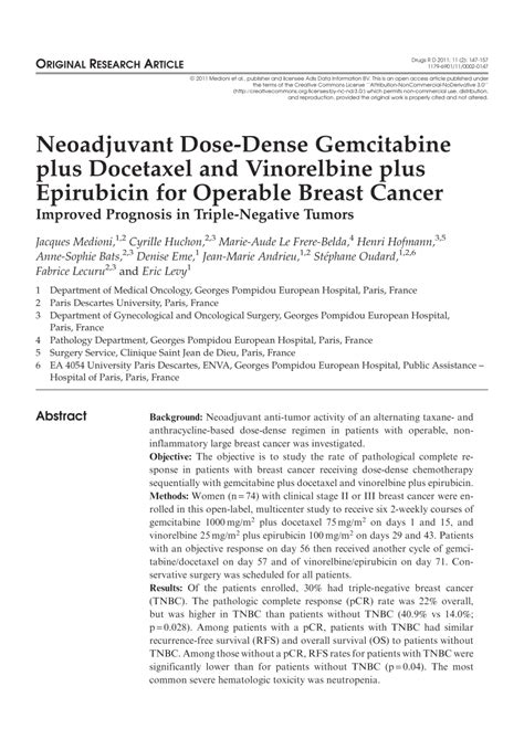 PDF Neoadjuvant Dose Dense Gemcitabine Plus Docetaxel And Vinorelbine