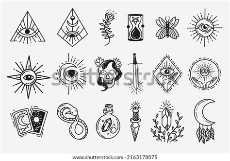 Set Collection Mystical Celestial Dark Holy Stock Vector Royalty Free