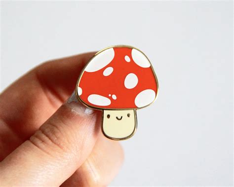 Mushroom Enamel Pin Etsy