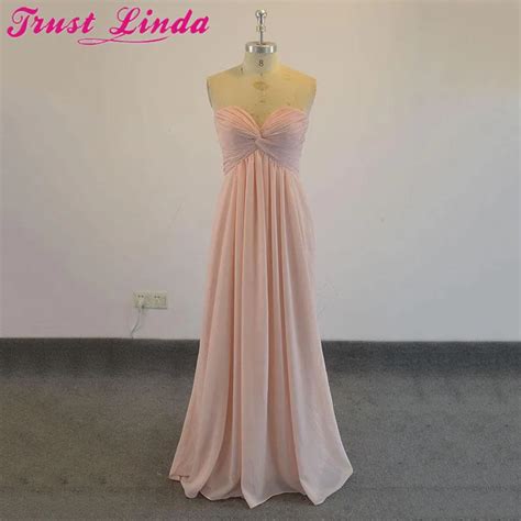 Real Image Pink Chiffon Long Bridesmaid Dresses Sweetheart Pleat A Line